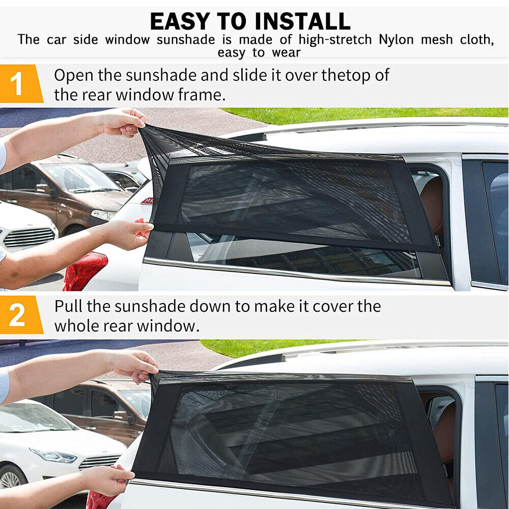 2 Car Window Sun Shade Side Cover Curtain Privacy Screen Mesh Baby UV Protection