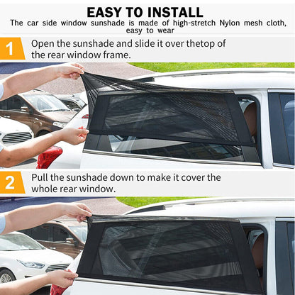 2 Car Window Sun Shade Side Cover Curtain Privacy Screen Mesh Baby UV Protection