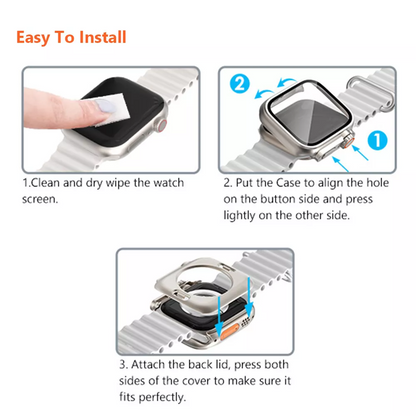 Ultra Look Full Cover Case with Screen Protector for Apple Watch Series 9/8/7 45mm, Series SE2/SE/6/5/4 44mm, Tempered Glass, Perfect Protection Anti Scratch