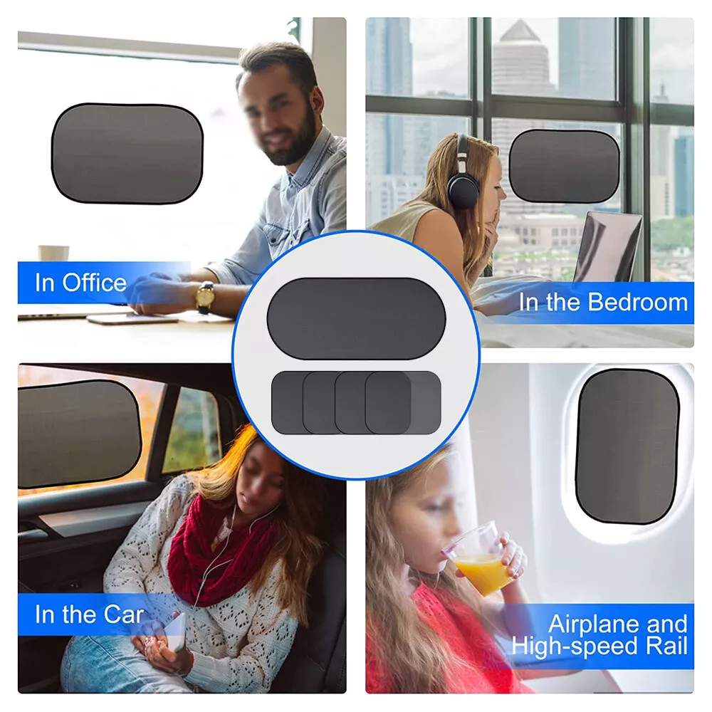 5PCS Car Window Shades Side Rear Sun Shade Mesh Cover UV Protection Glare Shield