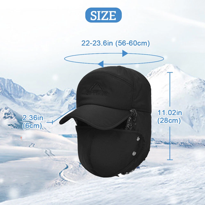 Winter Fur Ear Flap Trapper Hat Full Face Mask Aviator Thermal Warm Snow Ski Cap
