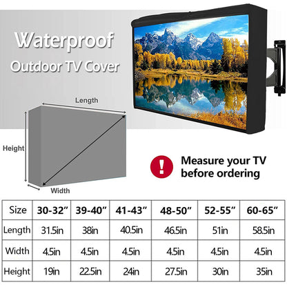 Heavy Duty Outdoor TV Cover 30"-65" Waterproof Weatherproof Television Protector