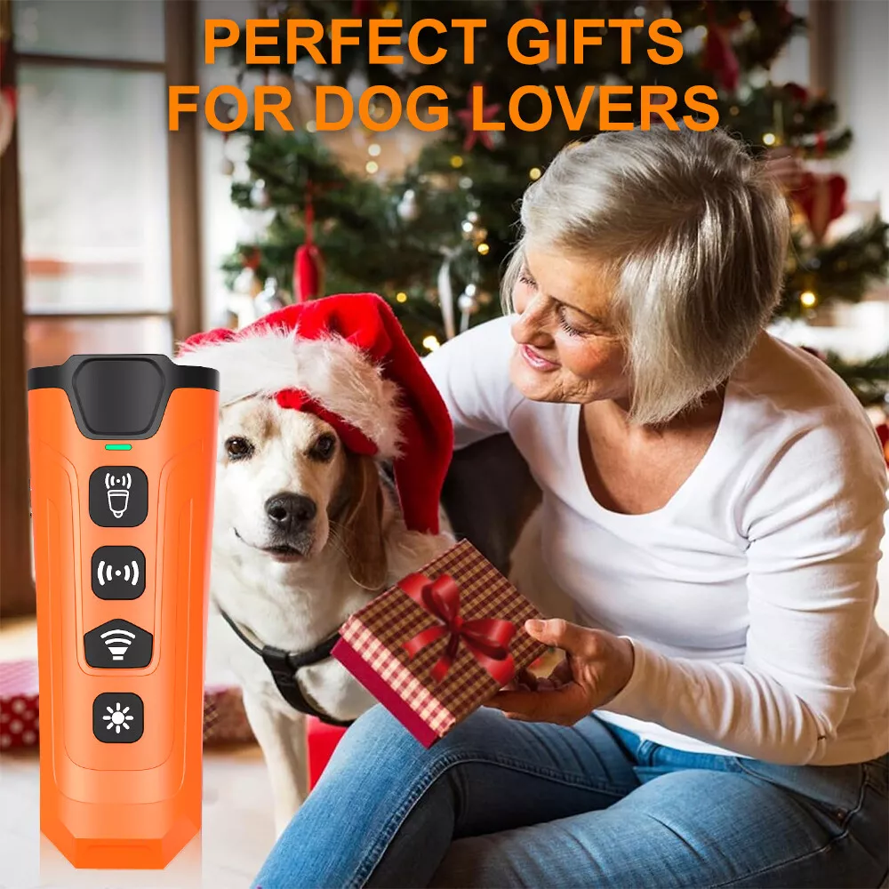 Ultrasonic Dog Bark Deterrent Device, Rechargeable Anti Barking Training Tool for Dogs with 3 Modes & LED Light