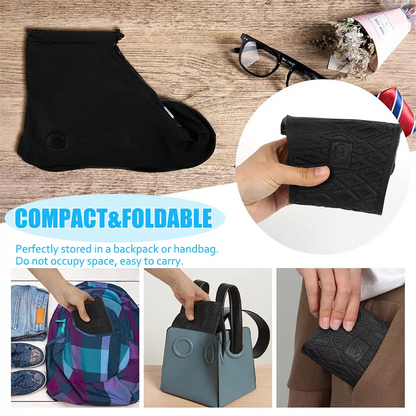 Waterproof Rain Shoe Covers with Elastic Securing Straps, Anti-Slip, Lightweight, Portable Overshoes for Outdoor Walking, Hiking & Camping