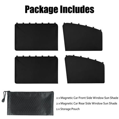 4PCS Magnetic Car Window Shade Front Rear Side Sunshade UV Heat Block Curtain