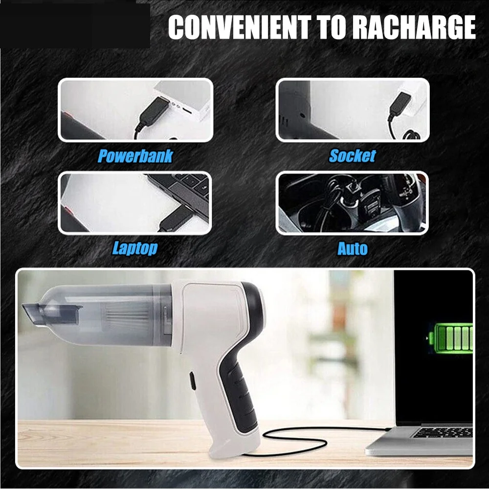 9000Pa Wireless Vacuum, 3-in-1 Handheld Mini Cleaner & Blower for Car, Home, Office