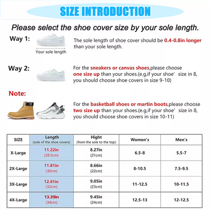Waterproof Rain Shoe Covers with Elastic Securing Straps, Anti-Slip, Lightweight, Portable Overshoes for Outdoor Walking, Hiking & Camping
