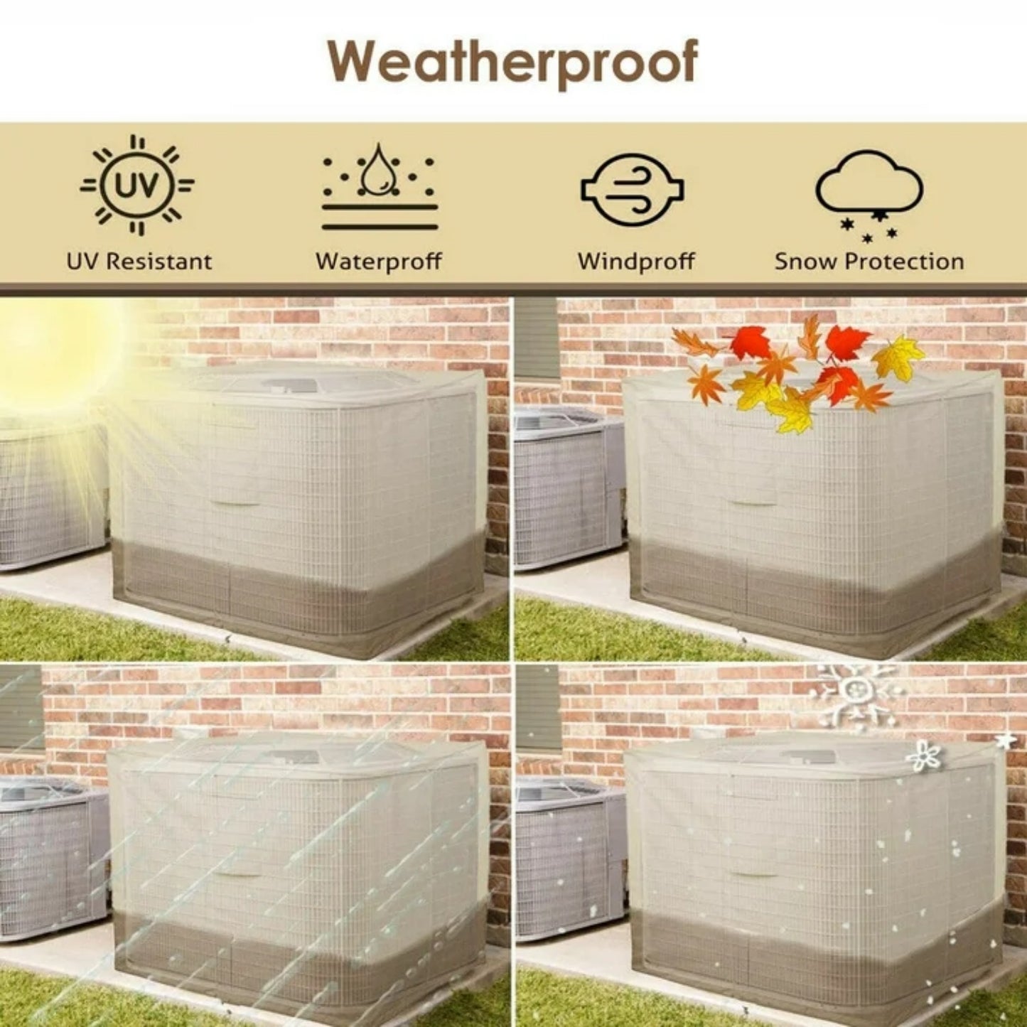Waterproof Air Conditioner Cover Central AC Unit Heavy Duty Winter Outside 34”