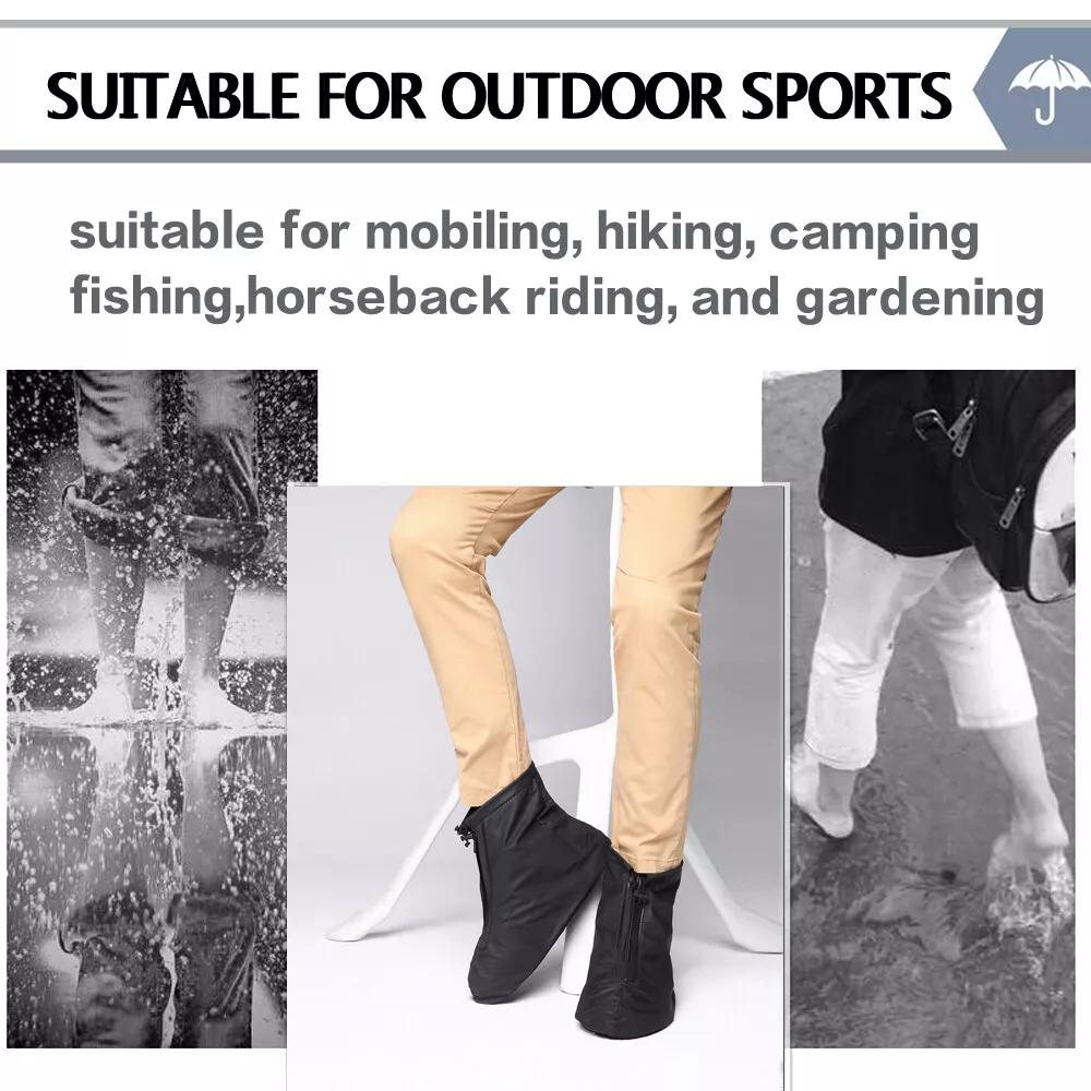 Anti-slip Waterproof Overshoes, Reusable Rain Shoe Covers, Foldable & Lightweight for Outdoor Walking, Hiking & Camping