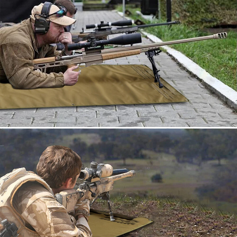 1000D Waterproof Shooting Mat, Non-Slip Tactical Roll-Up Hunting Blanket with Bipod Holder & Molle Webbings (Non-Padded)