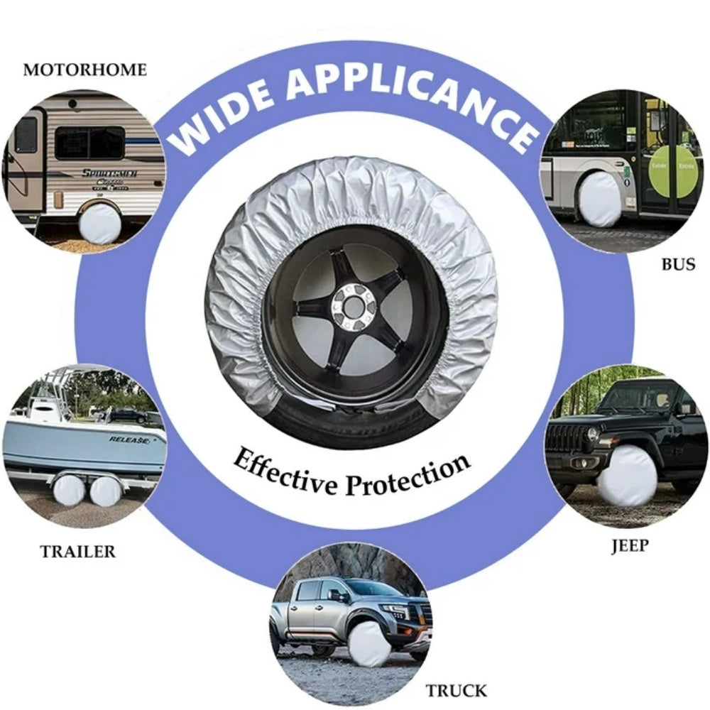 Tire Covers Set Of 4 Wheel RV Truck Trailer Camper Car 28" Sun/Snow Protector