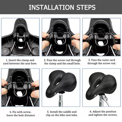 Shock-Absorbing Bike Seat, Comfortable Waterproof Bicycle Saddle, PU Leather Cover, Perfect Fit for Indoor and Outdoor Use