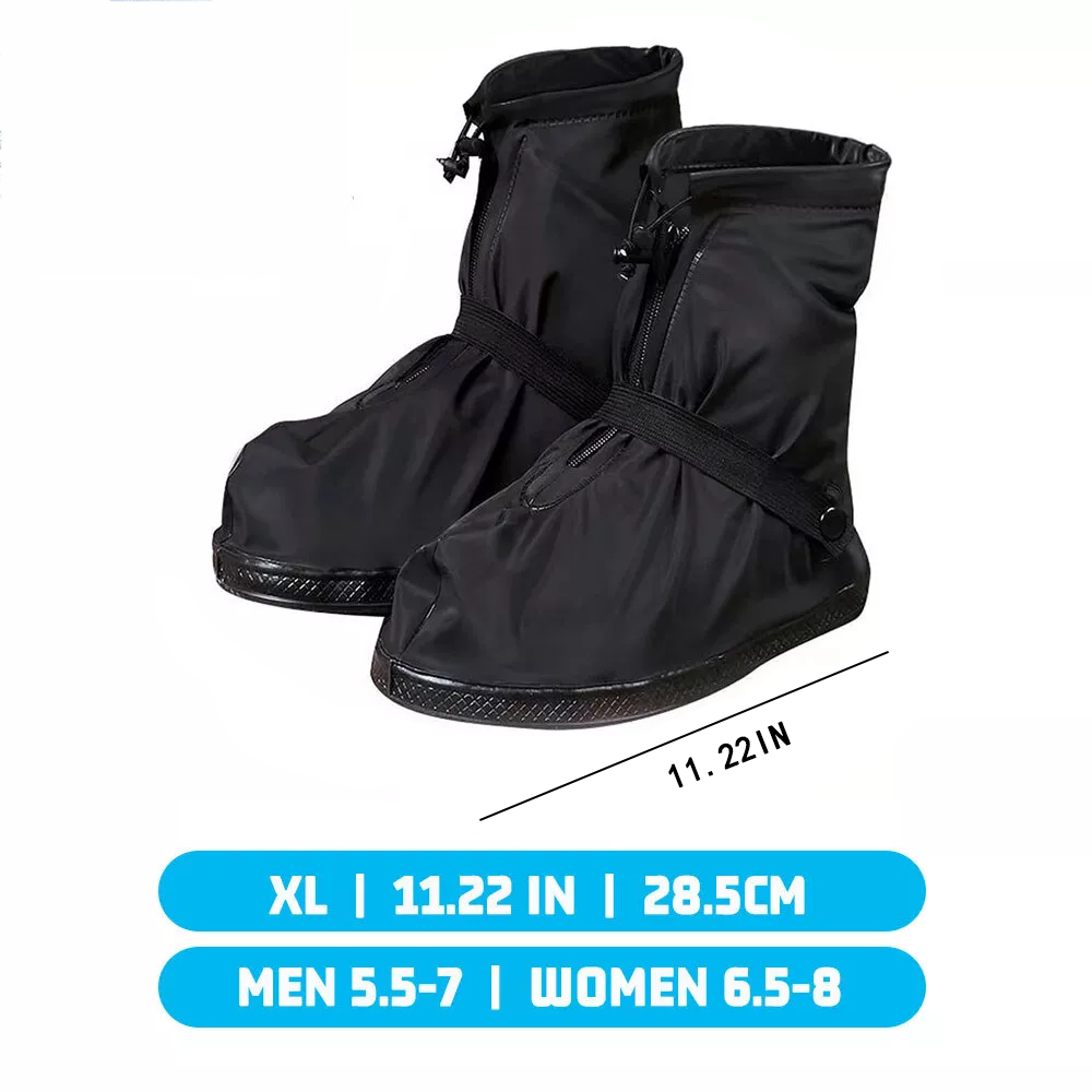 Waterproof Rain Shoe Covers with Elastic Securing Straps, Anti-Slip, Lightweight, Portable Overshoes for Outdoor Walking, Hiking & Camping