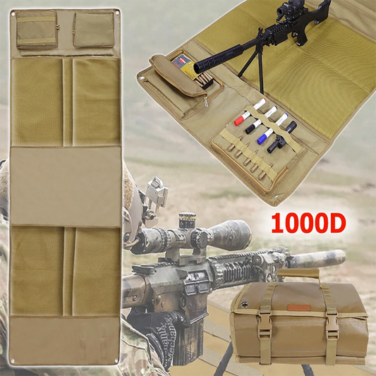 1000D Waterproof Shooting Mat, Prone Padded Tactical Roll-Up Hunting Pad with Pockets, Bipod Holder, Molles