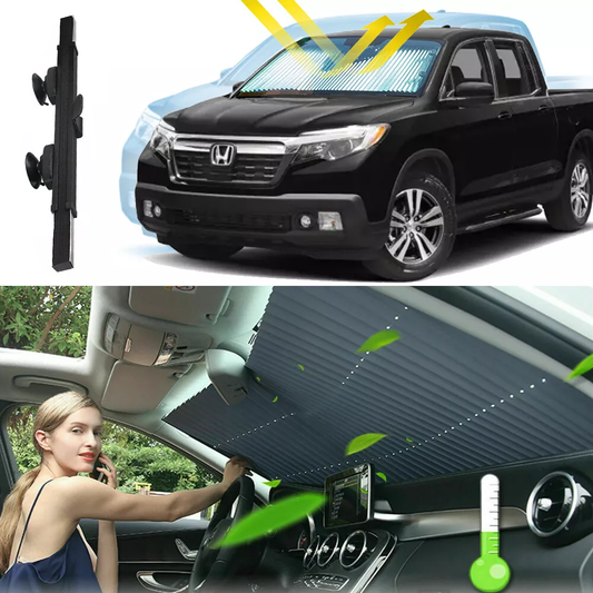 Retractable Windshield Sun Shade for Car, Blocks 99% UV Rays, Adjustable