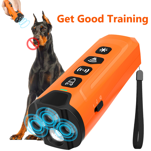 Ultrasonic Dog Bark Deterrent Device, Rechargeable Anti Barking Training Tool for Dogs with 3 Modes & LED Light