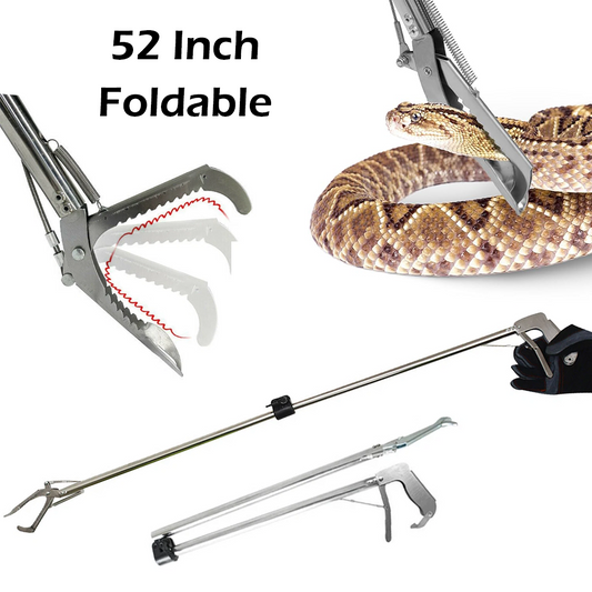 52” Foldable Snake Tongs with Lock Stainless Steel Reptile Grabber Handling Tool