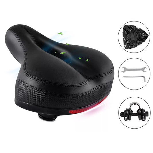 Shock-Absorbing Bike Seat, Comfortable Waterproof Bicycle Saddle, PU Leather Cover, Perfect Fit for Indoor and Outdoor Use