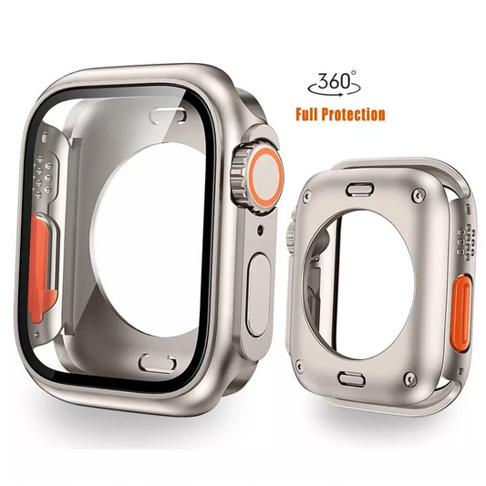 Ultra Look Full Cover Case with Screen Protector for Apple Watch Series 9/8/7 45mm, Series SE2/SE/6/5/4 44mm, Tempered Glass, Perfect Protection Anti Scratch