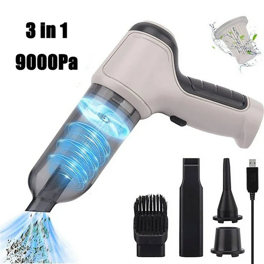 9000Pa Wireless Vacuum, 3-in-1 Handheld Mini Cleaner & Blower for Car, Home, Office