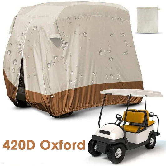 Golf Cart Cover 4 Passengers, Heavy Duty 420D Waterproof Golf Cart Covers Extended Roof Compatible with EZ GO Club Car Yamaha Golf Carts