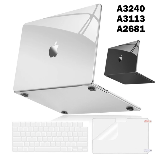 Crystal Clear Plastic Hard Shell & Screen Protector & Keyboard Cover, For MacBook Air 13.6" Case (2025-2022) [A3240 M4/ A3113 M3/ A2681 M2], Anti-Scratch Apple Laptop Protection Set