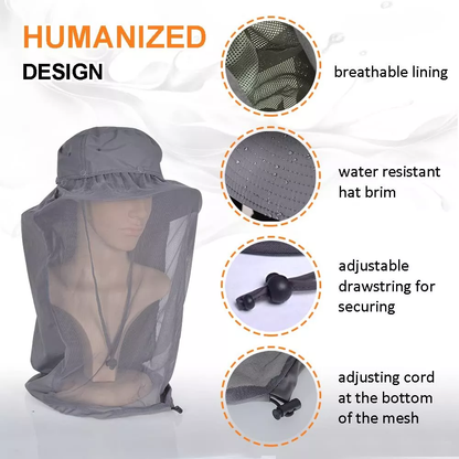 Mosquito Head Net Hat Sun Protection Bug Bucket Fishing Hiking Safari Men Women