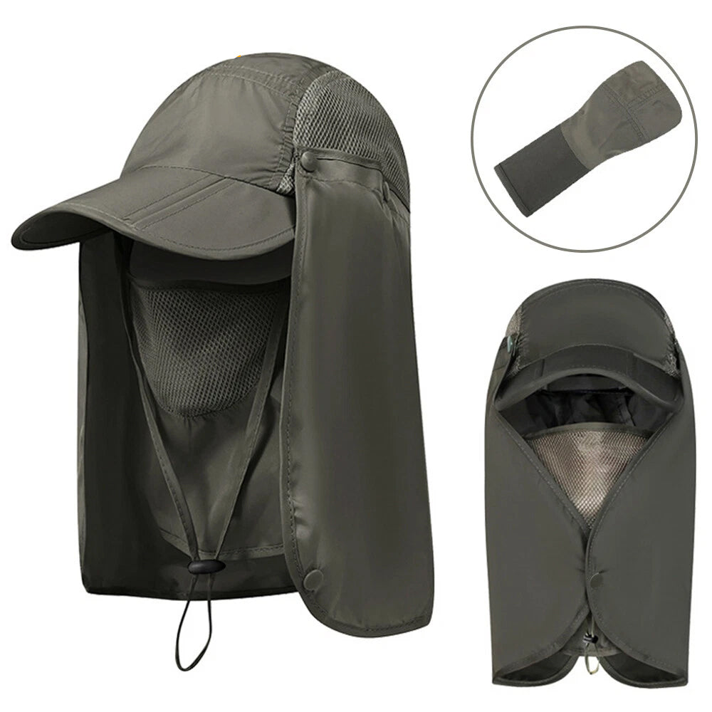 Foldable Fishing Hat Sun Cap with Face Mask & Neck Flap for  Outdoors UV Protection