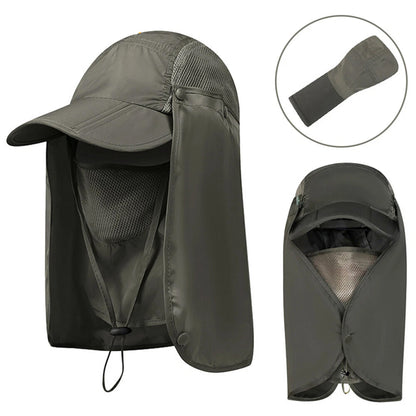 Foldable Fishing Hat Sun Cap with Face Mask & Neck Flap for  Outdoors UV Protection