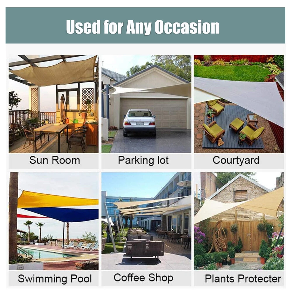 Triangle Waterproof Shade Sail Patio Awning Outdoor Garden Pool Sun Canopy Shelter Cover