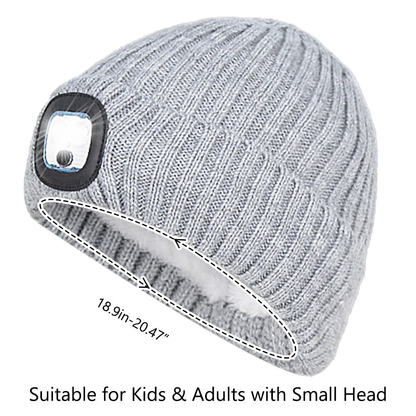 Warm Winter Knit Beanie Hat with LED Light USB Rechargeable Headlamp Cap