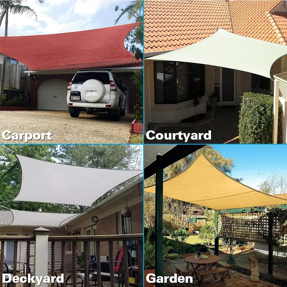 Sun Shade Sail Canopy Shelter Rectangle UV Block Mesh Cover Patio Yard Outdoor