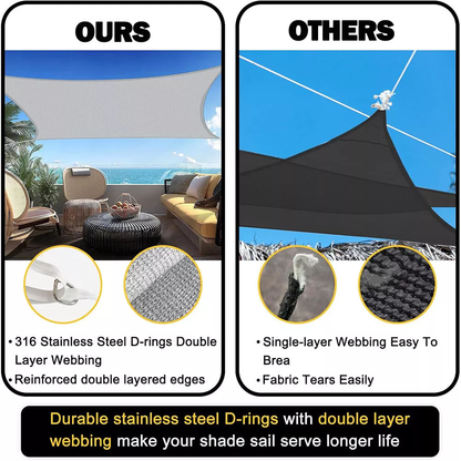 Sun Shade Sail Canopy Shelter Rectangle UV Block Mesh Cover Patio Yard Outdoor