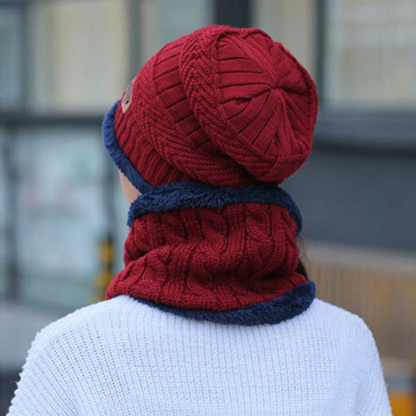 Winter Beanie Hat Knitted Bacaclava Snood Scarf Set Snow Ski Cap for Men Women