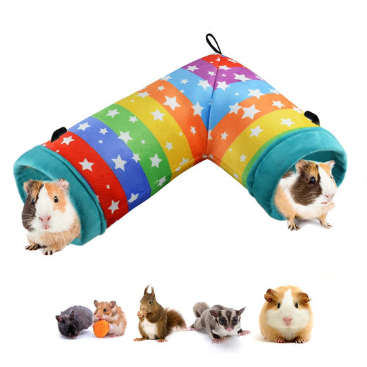 Guinea Pig Hideout Hanging Tunnel, 2-in-1 Function of Small Animal Hammock & Cozy Bed Nest