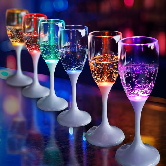 LED Light Up Cups Wine Champagne Flutes Set of 6 Party Favors Adults