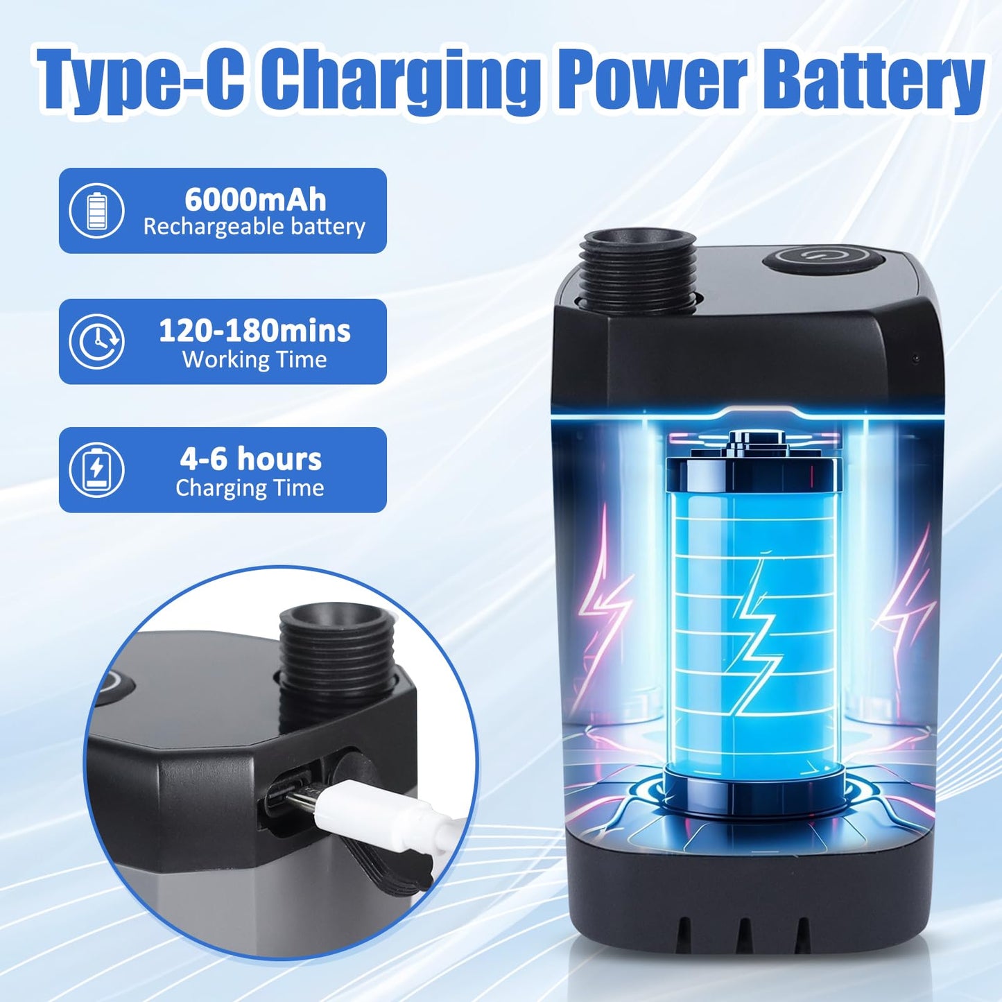 Portable Shower for Camping, 6000mAh Rechargeable Shower Pump with Filtered Shower Head