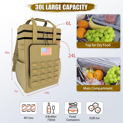 Tactical Backpack Cooler, Leakproof 40 Cans Soft Cooler Backpack with Handle