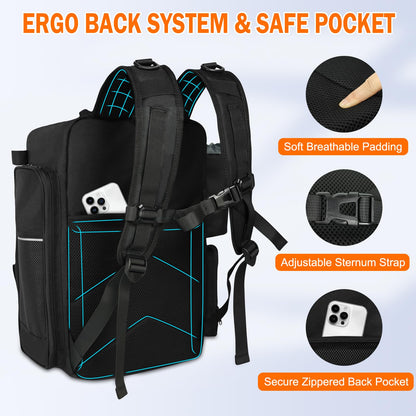 Fishing Backpack, 40L Tackle Backpack with Rod Holders & 2 Tackle Trays