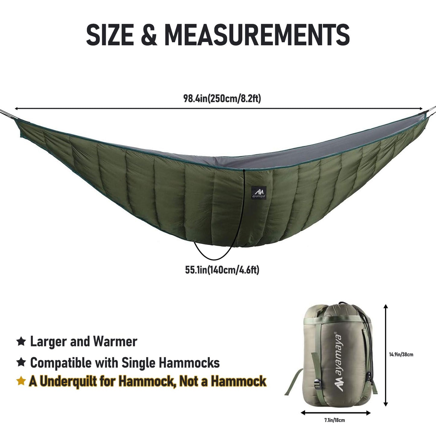 Single Hammock Underquilt Full Length Big Size Under Quilts for Hammocks