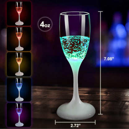 LED Light Up Cups Wine Champagne Flutes Set of 6 Party Favors Adults