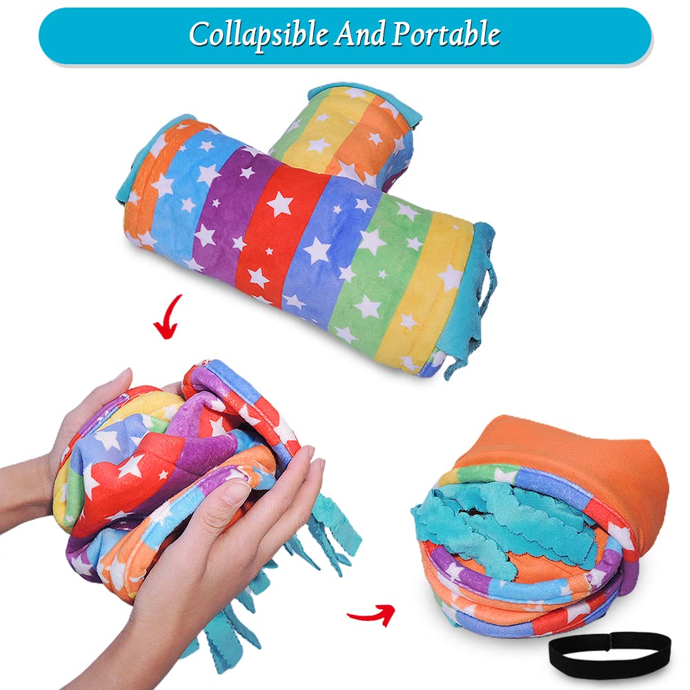 Guinea Pig Hideout Tunnel, Collapsible 3 Way Hamster Play Tubes with Fleece Forest Curtain
