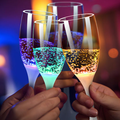 LED Light Up Cups Wine Champagne Flutes Set of 6 Party Favors Adults