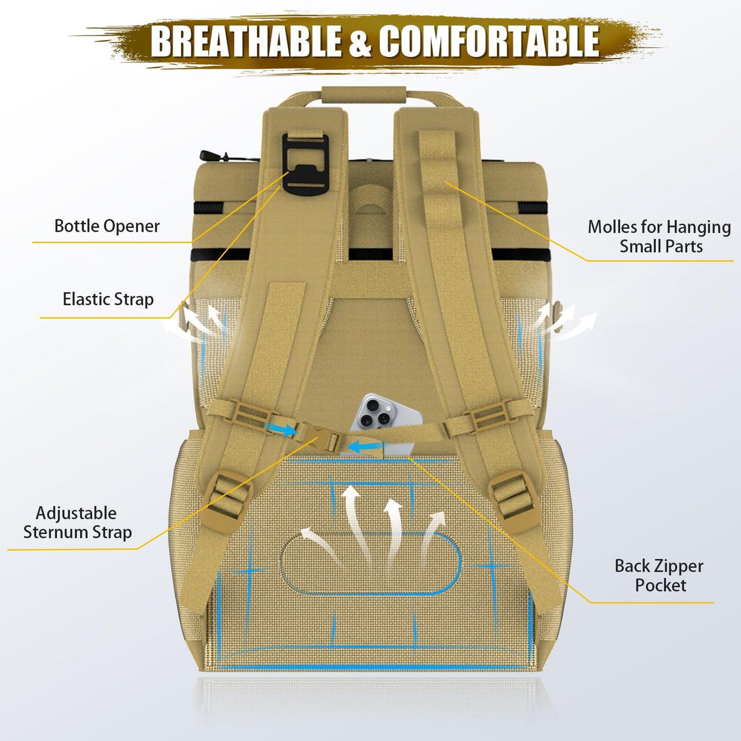 Tactical Backpack Cooler, Leakproof 40 Cans Soft Cooler Backpack with Handle