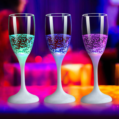 LED Light Up Cups Wine Champagne Flutes Set of 6 Party Favors Adults