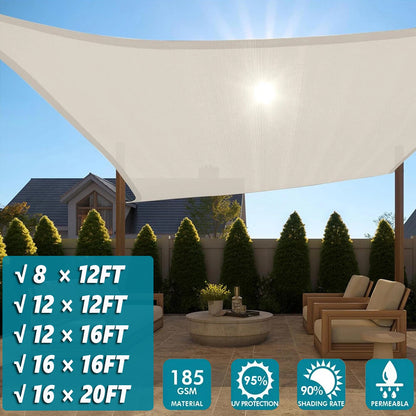 Sun Shade Sail Canopy Shelter Rectangle UV Block Mesh Cover Patio Yard Outdoor