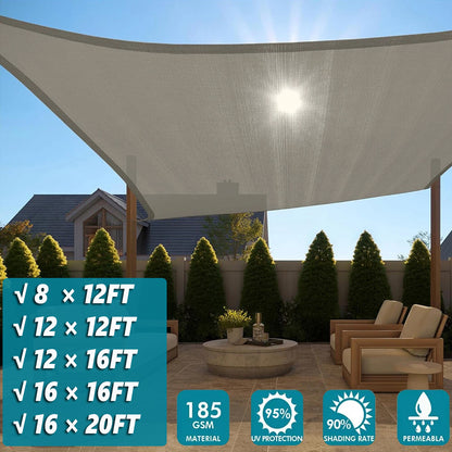 Sun Shade Sail Canopy Shelter Rectangle UV Block Mesh Cover Patio Yard Outdoor