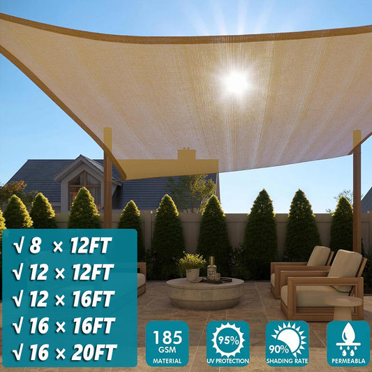 Sun Shade Sail Canopy Shelter Rectangle UV Block Mesh Cover Patio Yard Outdoor