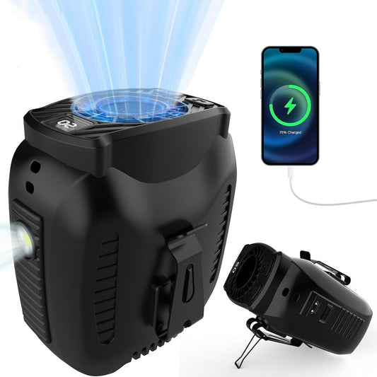 Portable Waist Fan Clip On 10000mAh Rechargeable Personal Cooling Neck Shirt Fan