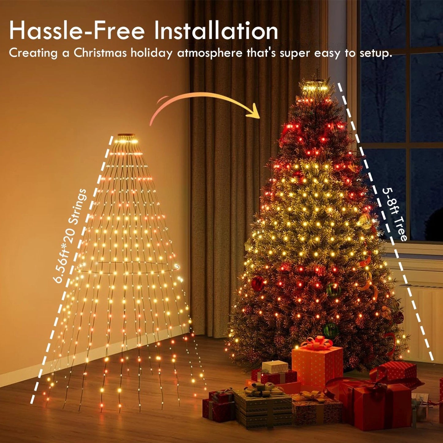 400 LED Christmas Tree Waterfall String Lights Indoor Outdoor RGB Color Changing